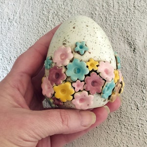 Ceramic Egg with flowers, Spring Egg, Handmade ceramic Easter Egg, Ceramic Decoration, Ceramics and Pottery image 6
