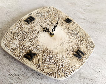 Ceramic Handmade Clock, Wall Clock, Home Decor, Ceramic Wall Art, Clock Gift, Unique Clock