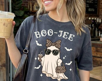 Comfort Colors® Boo-Jee Ghost Shirt, Leopard Ghost Tee, Ghost Coffee Shirt, Funny Fall Shirt, Ghost Tee, Girly Halloween Gift, Boojee Shirt