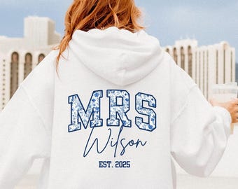 Sudadera con capucha personalizada para señora, sudadera con capucha para futura señora, sudadera con capucha personalizada para futura señora, regalo para novia, camiseta para recién casados, sudadera con capucha para novia, regalo para esposa