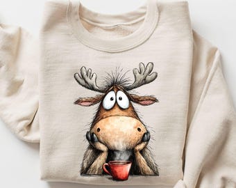 Cute Christmas Sweatshirt, Vintage Reindeer Sweatshirt, Retro Reindeer Sweatshirt, Merry Christmas Sweatshirt, Christmas Reindeer Sweatshirt
