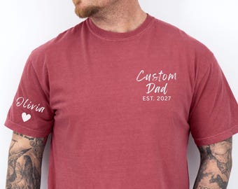 Personalized Dad Shirt with Kids Names, Custom Dad Shirt, Comfort Colors Dad Est Year T-Shirt, First Fathers Day Gift, New Dad Gift