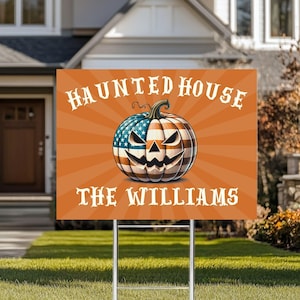 Custom Halloween Yard Sign, Haunted House Yard Decor, Halloween Yard Decor, Yard Art Garden Decor Spooky Halloween Sign with Metal H-Stakes