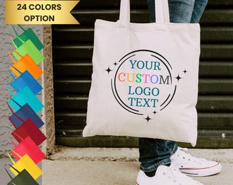 Custom Tote Bags with Your Logo or Photo, Bulk Order Corporate Gift, Cotton Canvas Promotional Bags, Eco Friendly Event or Business Swag