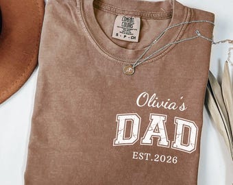 Comfort Colors® Personalized Dad Shirt With Kid Name, Dad Tshirt, Gift for Dad, Dad with Kid Name Dad to Be Father's Day Gift Christmas Gift