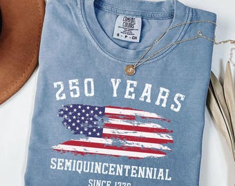 Comfort Colors® Retro Usa 250 Shirt, Independence Day Shirt, Celebrate 250th Anniversary Shirt Usa Flag Tee 4th of July Shirt Patriotic Gift