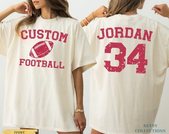 Comfort Colors® Custom Football Shirt, Football Team Name and Number T-Shirt, Football Mascot Shirt, Football Mom Shirt, Custom Team Shirt