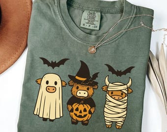 Comfort Colors® Ghost Cows Halloween Shirt, Halloween Ghost Cows Shirt, Halloween Animals, Ghost Shirt, Cow Lovers Halloween Gift for Farmer