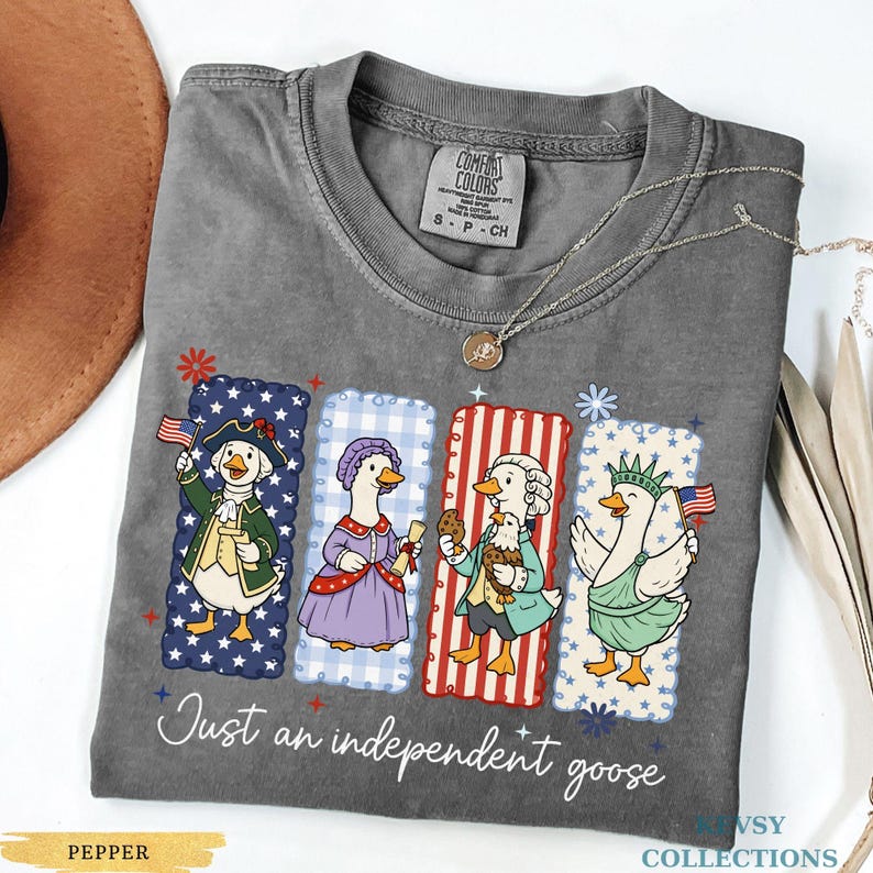 Comfort Colors® Just An Independent Goose Shirt, Funny USA Patriotic Geese Tee, Vintage 1776-2026 Anniversary Top, Trendy 4th of July Shirts immagine 7