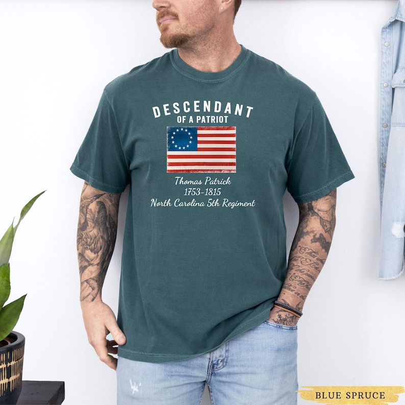 Kundenspezifischer Nachkomme eines Patriot-Hemdes, Töchter der amerikanischen Revolution oder Söhne des amerikanischen Revolution T-Shirts, DAR Geschenk SAR Geschenk Bild 7