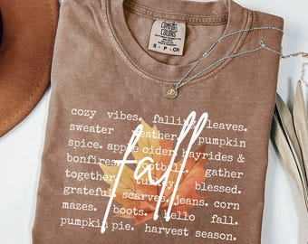 Comfort Colors® Cozy Fall T-Shirt Autumn Season Favorite Word Tee Retro Shirt, Fall Leaves Shirt, Cute Cozy Season Shirt, Autumn Sweatshirt