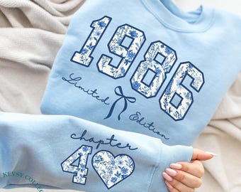 1986 Retro Birthday Sweatshirt Floral 40th Birthday Gifts for Women Limited Edition 1986 Sweatshirt Chapter 40 Birthday Shirt Gift For Her