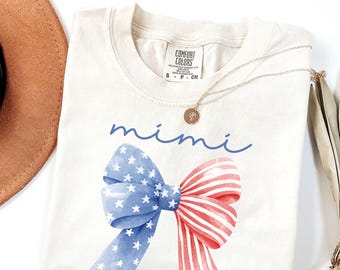 Camisa patriótica Mimi Coquette, camisa del 4 de julio, camisa de colores cómodos, camisa del Día de los Caídos, camisa del Día de la Independencia con bandera estadounidense, regalo de Mimi, regalo de Nana