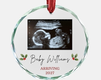 Ultrasound Pregnancy Ornament – Personalized Baby Announcement, Sonogram Reveal Christmas Keepsake for Expecting Parents