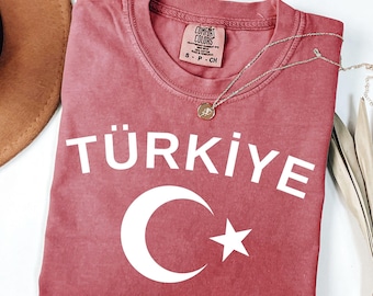Comfort Colors® Turkiye Shirt, Turkey T Shirt, Turkish Flag Tee, Türkiye T-Shirt, Turkey Jersey, Turkish Support Tee Gift for Turks