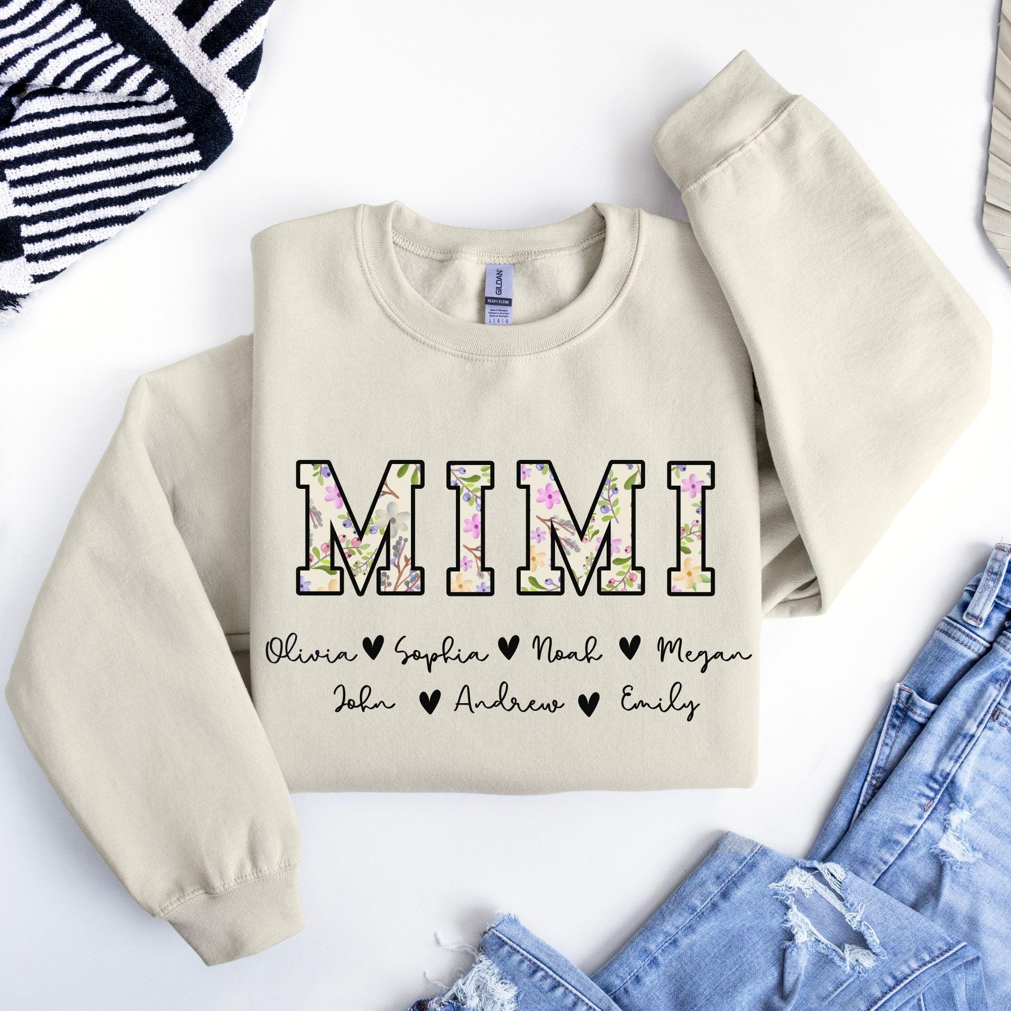 Personalized Mimi Sweatshirt with Grandkids Names, Floral Mimi Sweatshirt, Grandma Hoodie, Custom Grandma Shirt, Christmas Gift for Gigi