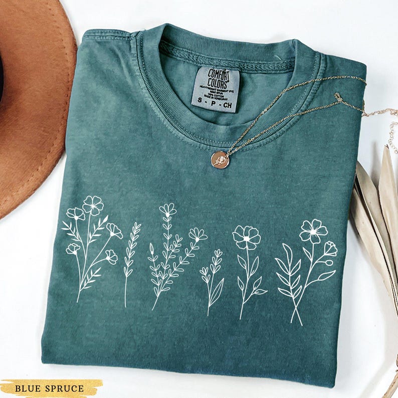 Comfort Colors® Wildflower Shirt, Floral Cottagecore Shirt, Botanical ...