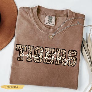 Comfort Colors® Custom Team Name Shirt Leopard Print Mascot Shirt, School Mascot, College Sports Mom Gift, Baseball, Football Team Name Tee