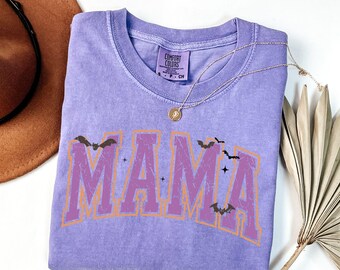 Comfort Colors® Retro Halloween Mama Shirt, Vintage Mom Halloween Shirt, Spooky Mama Shirt, Mama Halloween, Cute Ghost, Halloween Mom Gift