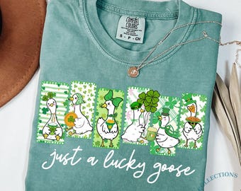 Comfort Colors® St Patrick's Day Shirt, Cute St Patrick's Tshirt, Funny St Patrick Goose Tee, Holiday Goose Top, Festive Apparel, Irish Gift