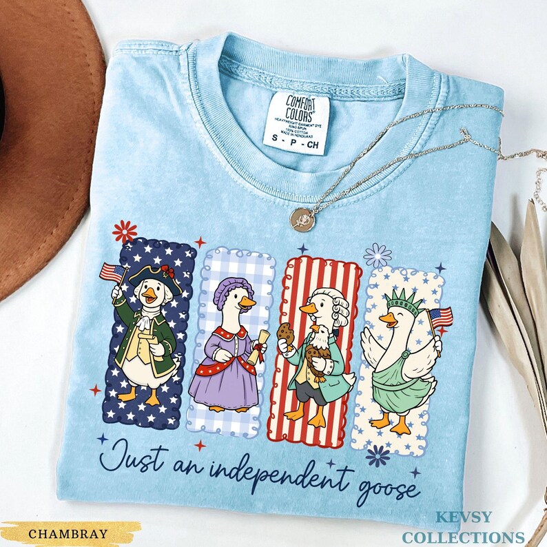 Comfort Colors® Just An Independent Goose Shirt, Funny USA Patriotic Geese Tee, Vintage 1776-2026 Anniversary Top, Trendy 4th of July Shirts immagine 4