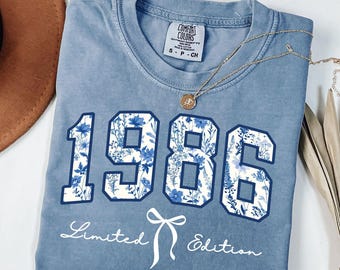 Comfort Colors® 40th Birthday Shirt, Floral 1986 Tshirt, Vintage 1986 Birthday Sweatshirt, 40th Birthday Gift, Retro Birthday Tee