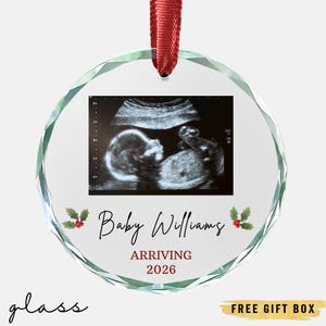 Ultrasound Pregnancy Ornament – Personalized Baby Announcement, Sonogram Reveal Christmas Keepsake for Expecting Parents
