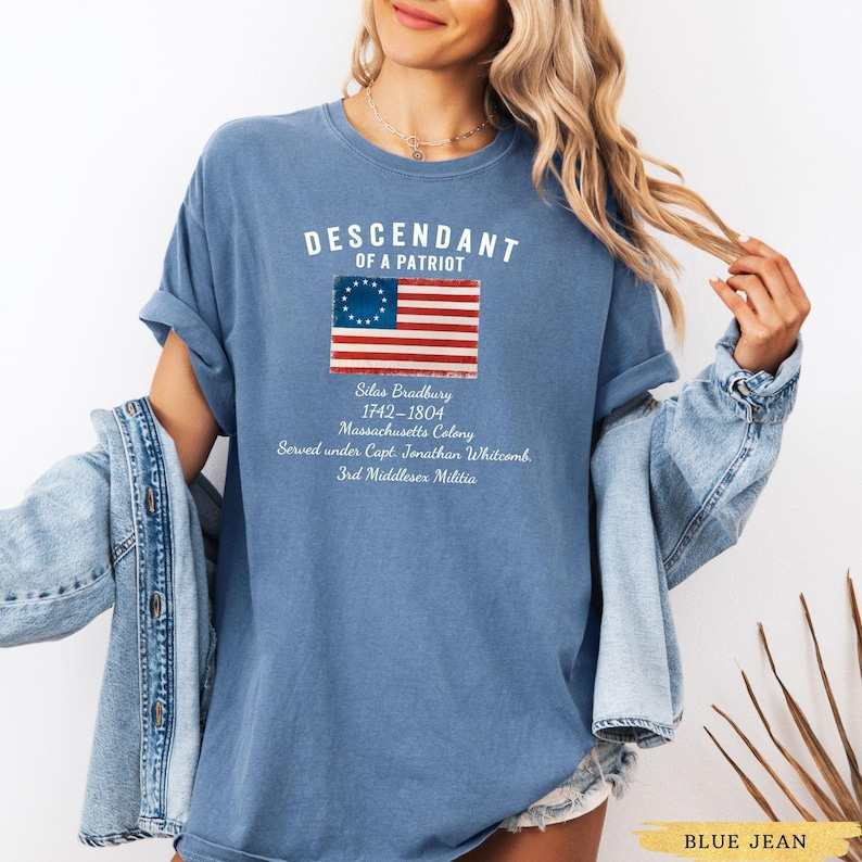 Kundenspezifischer Nachkomme eines Patriot-Hemdes, Töchter der amerikanischen Revolution oder Söhne des amerikanischen Revolution T-Shirts, DAR Geschenk SAR Geschenk Bild 5