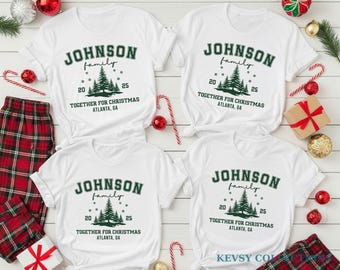 Custom Family Christmas Shirt, Matching Family Christmas Tshirt Personalized Name Christmas Shirt Christmas Family  Reunion Varsity Shirt