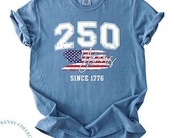 Comfort Colors® Retro Usa 250 Shirt, Independence Day Shirt, Celebrate 250th Anniversary Shirt Usa Flag Tee 4th of July Shirt Patriotic Gift