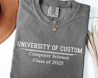Comfort Colors® Custom College Shirt, Personalized University and College Apparel, Class of 2025 T Shirt, Senior 2025 Shirt Graduation Shirt