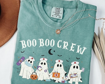 Comfort Colors® Ghost Nurse Halloween Shirt, Halloween Nurse Shirt, Spooky Nurse Shirt, Halloween Nurse Gift, Nurse Boo Crew Shirt, Fall Tee