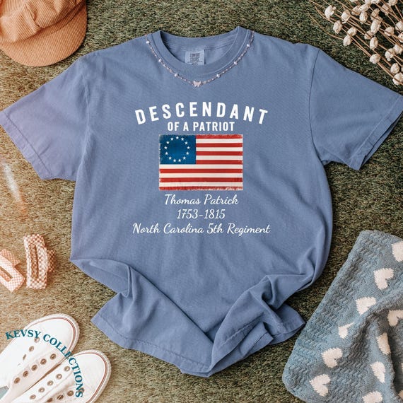 Custom Descendant of a Patriot Shirt, Daughters of the American Revolution or Sons of the American Revolution T Shirt, DAR Gift SAR Gift