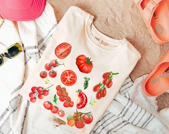 Comfort Colors® Tomato Shirt, Fruit Shirt, Botanical Shirt, Cottagecore Clothing Vegan Shirt, Garden Shirt Vegetable Shirt Aesthetic Clothes