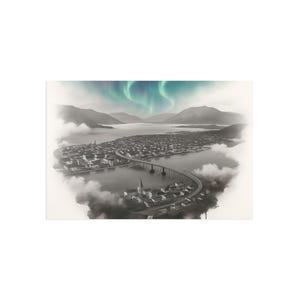 Cartolina dell'aurora boreale - Stampa artistica del paesaggio fantasy di Tromsø, Norvegia