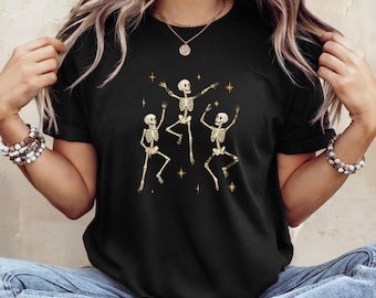 Funny Dancing Skeletons T-Shirt: Spooky Halloween Costume Top