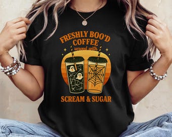 Halloween Coffee Boo'd T-Shirt: Spooky Scream & Sugar Unisex Tee