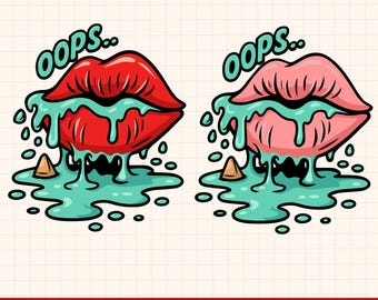 Dripping Lips SVG, Lips PNG, Sublimation Design, Sexy Lips Clipart, Glam Fashion SVG, Drip Mouth Graphic, Cricut Cut File Digital Download
