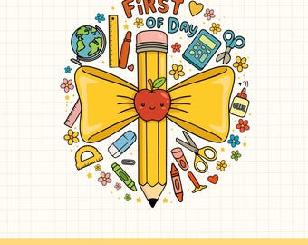 Retro leraar SVG: eerste schooldag heldere doodles (digitale download)