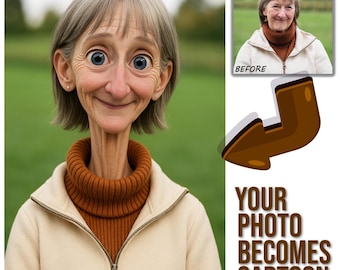 Grappig portret in Pixar-stijl: gepersonaliseerd digitaal cartooncadeau (digitale download)