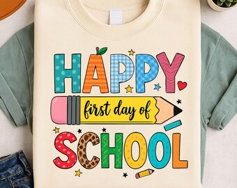 Ontwerp eerste schooldag: png: boeken, potloden, kleurpotloden (digitale download)