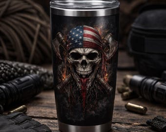 Amerikaanse vlagschedel, png-bestand | Gotisch militair ontwerp, zwarte achtergrond