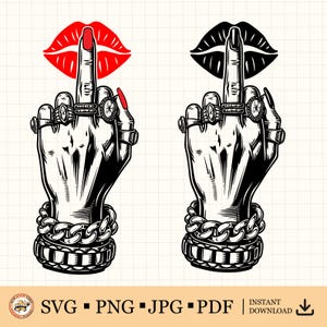 Middle Finger Lips SVG Bundle: Rude Gesture Designs (Digital Download)