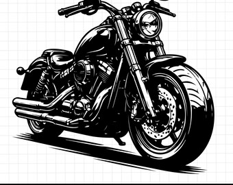 Classic Cruiser Motorcycle SVG – Gedurfde zwart-witte motorkunst