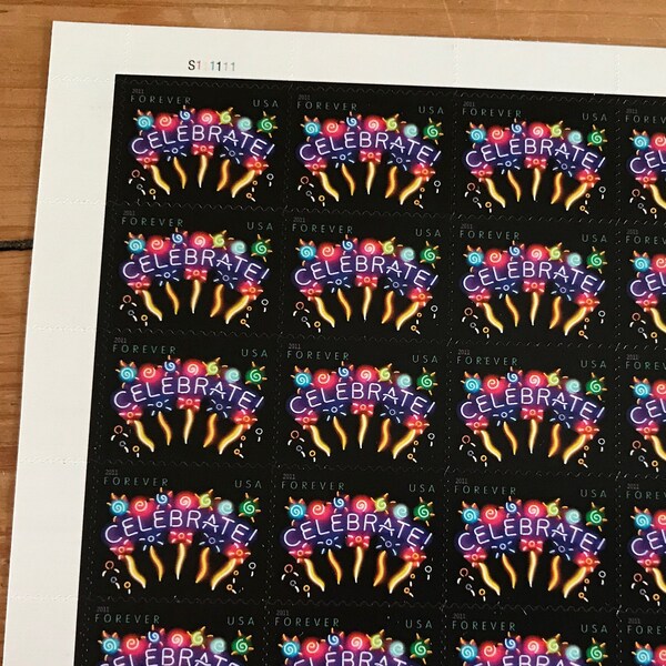 USPS Forever Stamps 2011 Neon Celebrate! MNH 1 Sheet/20 Stamps Collectible, Unused