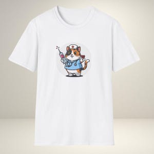 Calico Cat Krankenschwester Unisex Softstyle T-Shirt, niedliches Katzenliebhaber-Kleid, lustiges Krankenschwester-Shirt, Krankenschwester-Lebensmode, Krankenschwester-Geschenke, Katzenliebhaber-T-Shirts
