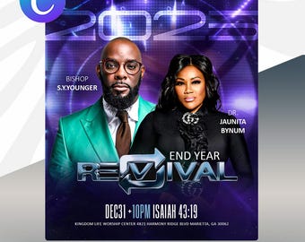 End Year Revival Flyer | Editable Canva & PSD | Church Event and Worship Service Template