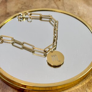 Bracciale Iniziale Personalizzato Oro 18K - Acciaio Inossidabile, Ciondolo A Moneta, Regalo Per Donna E Ragazza