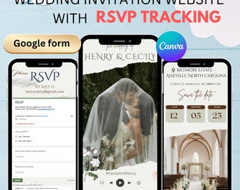 Wedding Invitation Template Canva, Wedding Invitation Website with RSVP Tracking, Detail & Program, We do Digital Invitation by Yourself