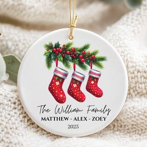 Family Of Three Christmas Ornament, Custom New Family Ornament, Baby&#39;s First Christmas Ornament, Personalized Family Ornament